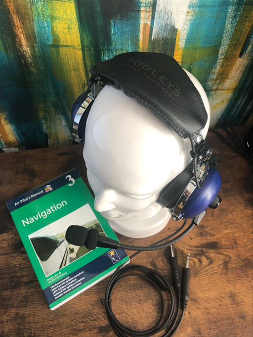 Pooleys Aviation Headset - Passive (blue ear cups) + FREE Headset Bag Poolyes