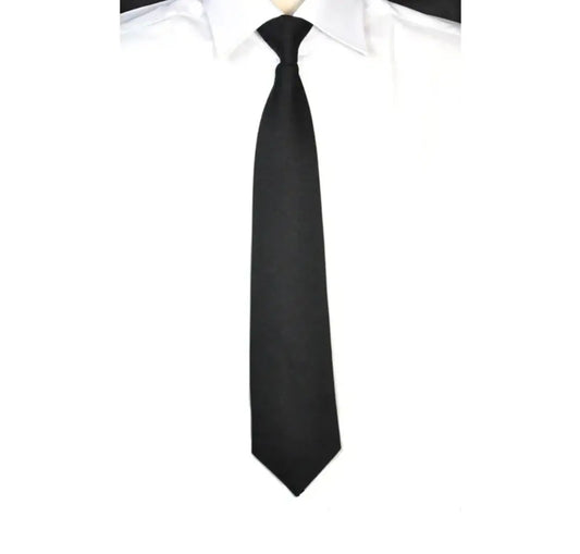 Premium Quality Plain Tie - Clip on Black Sky Wing