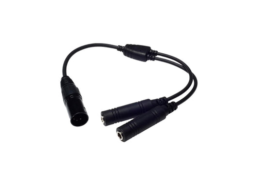 Wirenest GA Twin Plug to Airbus XLR Headset Adapter - General Aviation .206' & .25' Jacks to Female 5pin XLR Headset Connector
