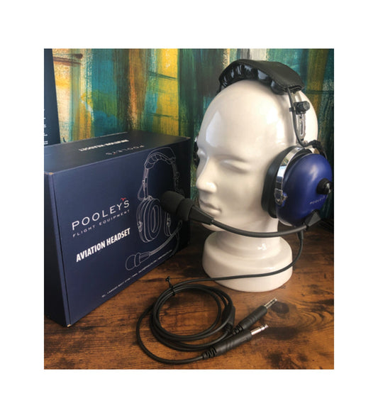 Pooleys Aviation Headset - Passive (blue ear cups) + FREE Headset Bag Poolyes